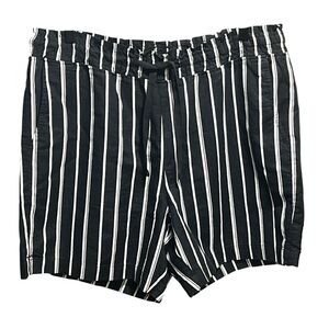 Jachs Black and White Striped Women Shorts